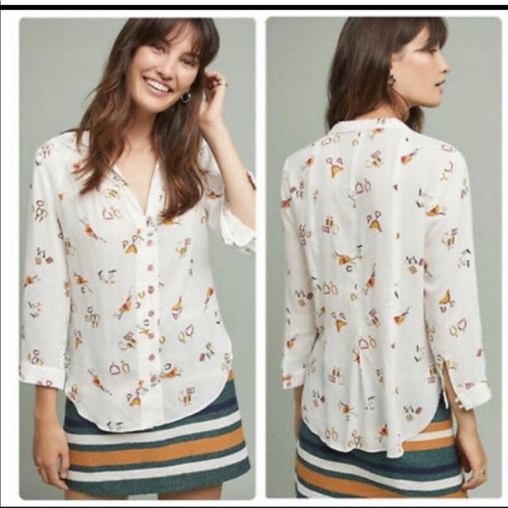 15 of 52 Conversations by Anthro Equestrian Shirt Size 2